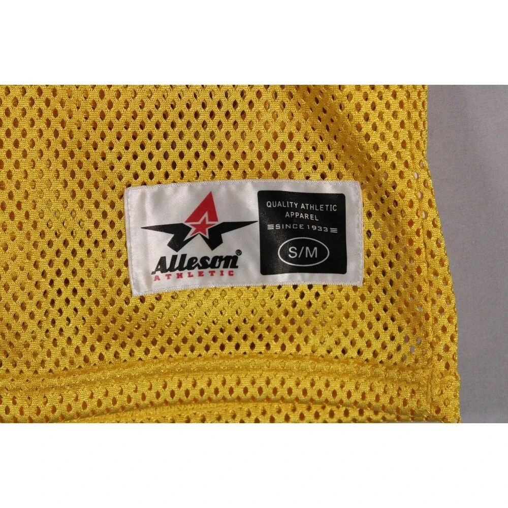 Alleson Athletic Football Jersey Practice Mesh Shirt Adult S/M Yellow Gold V-Nec